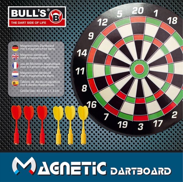 BULLS Magnetic Dartboard mit 6 Pfeilen