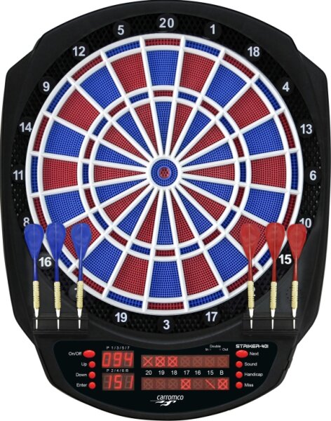 Carromco Elektronik Dartboard Striker-401, Mit Adapter, 2-Loch Abstand